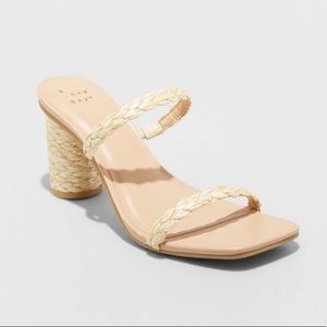 Cass Square Toe Woven Heels